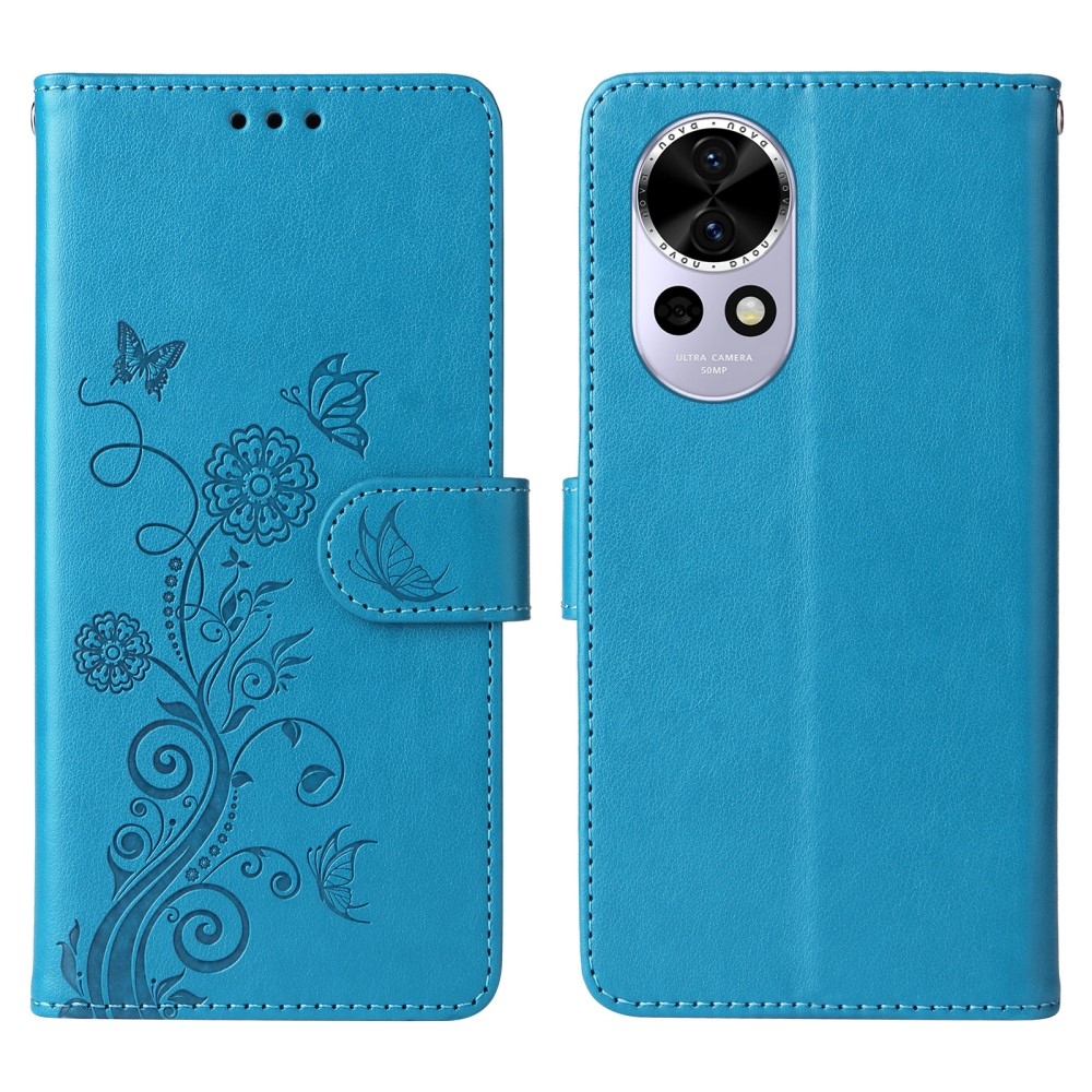 Flowery knižkové puzdro na Huawei Nova 13 5G - modré