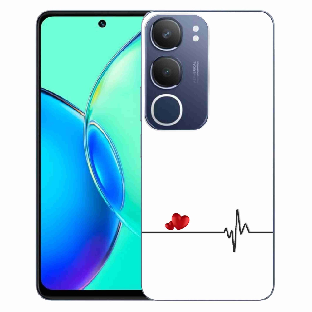 Gélový kryt mmCase na Vivo Y19s - srdce a tep biele pozadie