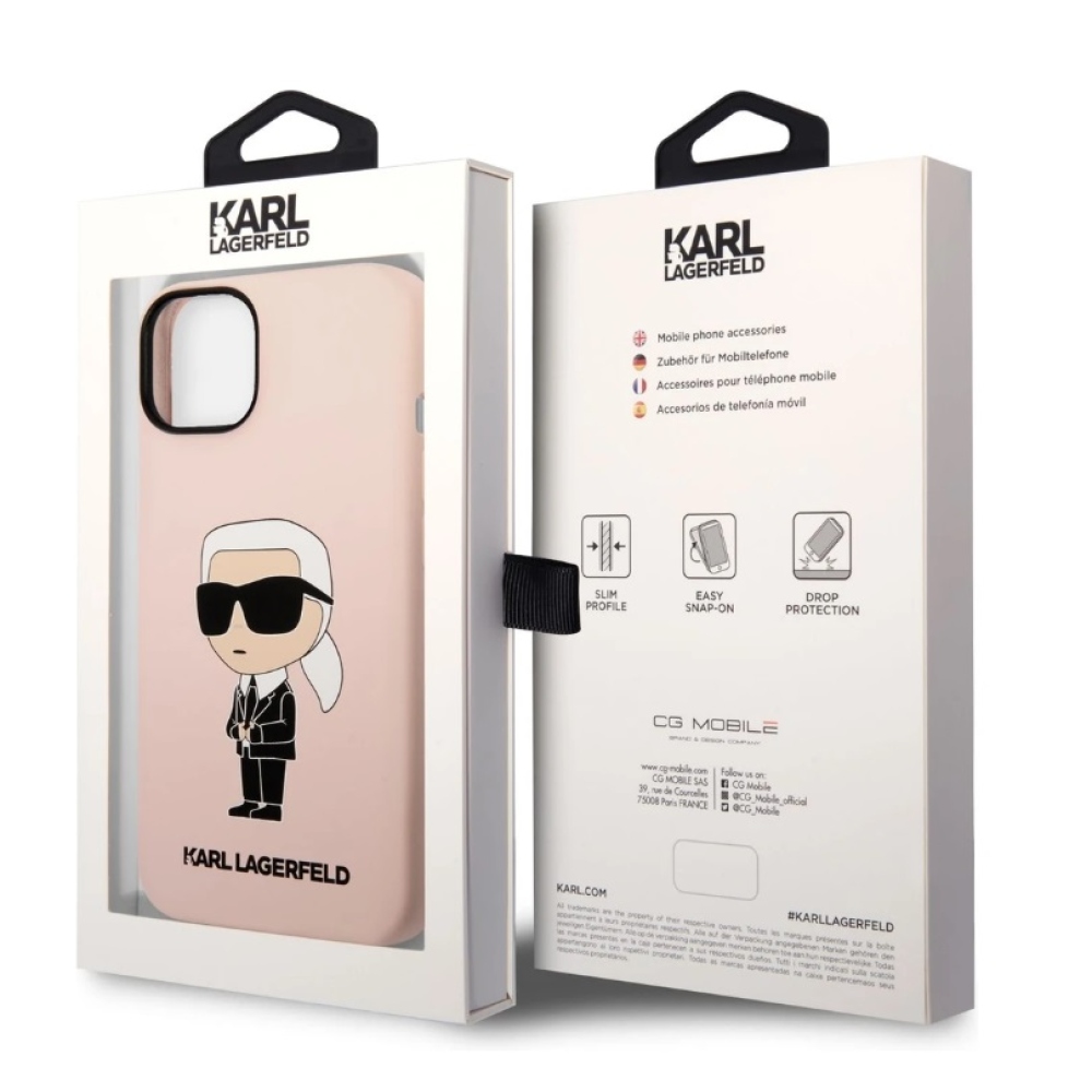 Karl Lagerfeld Liquid Silicone Ikonik NFT kryt iPhone 14 ružový