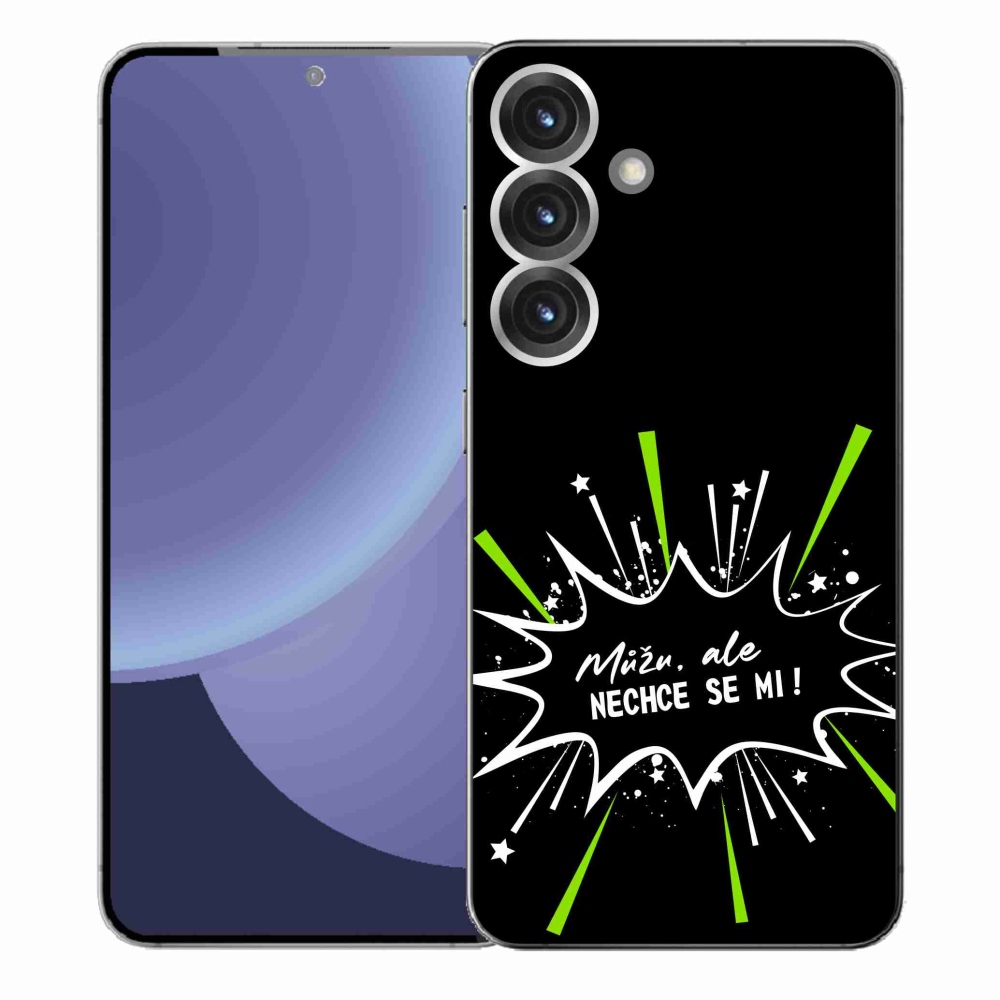Gélový kryt mmCase na Samsung Galaxy S25+ - vtipný text 11 čierne pozadie