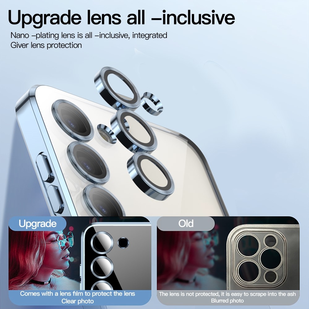 Clear obal s ochranou fotoaparátu a podporou MagSafe na Samsung Galaxy S23 Ultra - modrý