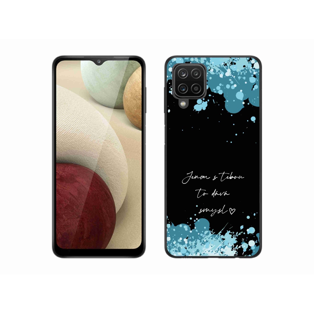 Gélový kryt mmCase na Samsung Galaxy A12 - zamilovaný text čierne pozadie
