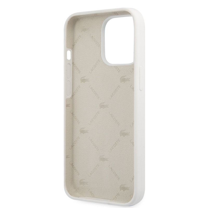 Lacoste Liquid Silicone Allover Pattern Kryt pre iPhone 13 Pro White