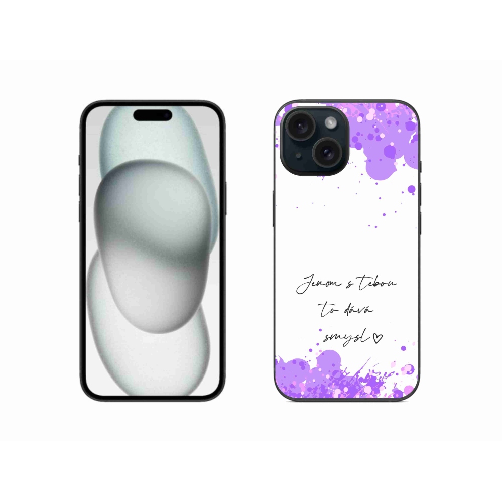 Gélový kryt mmCase na iPhone 15 - zamilovaný text biele pozadie