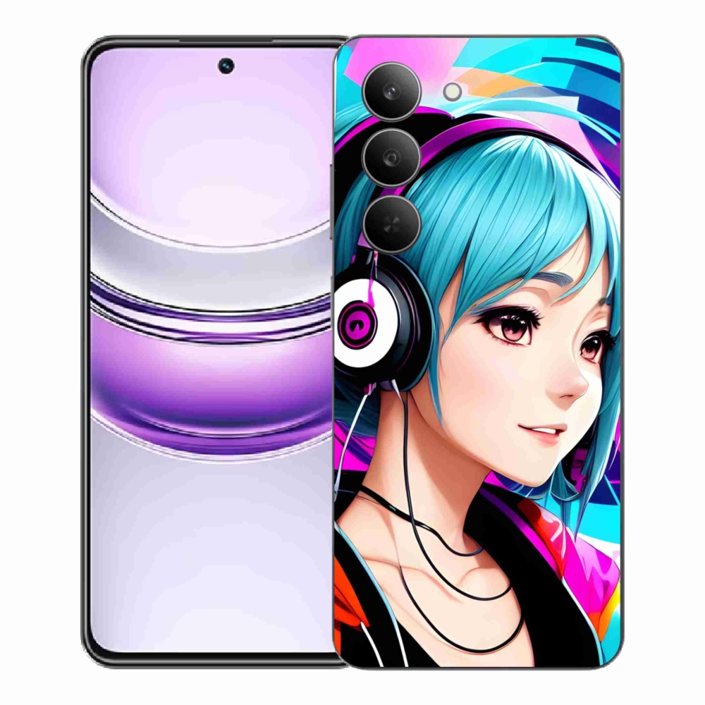 Gélový kryt mmCase na Realme 14x 5G - dievča so slúchadlami