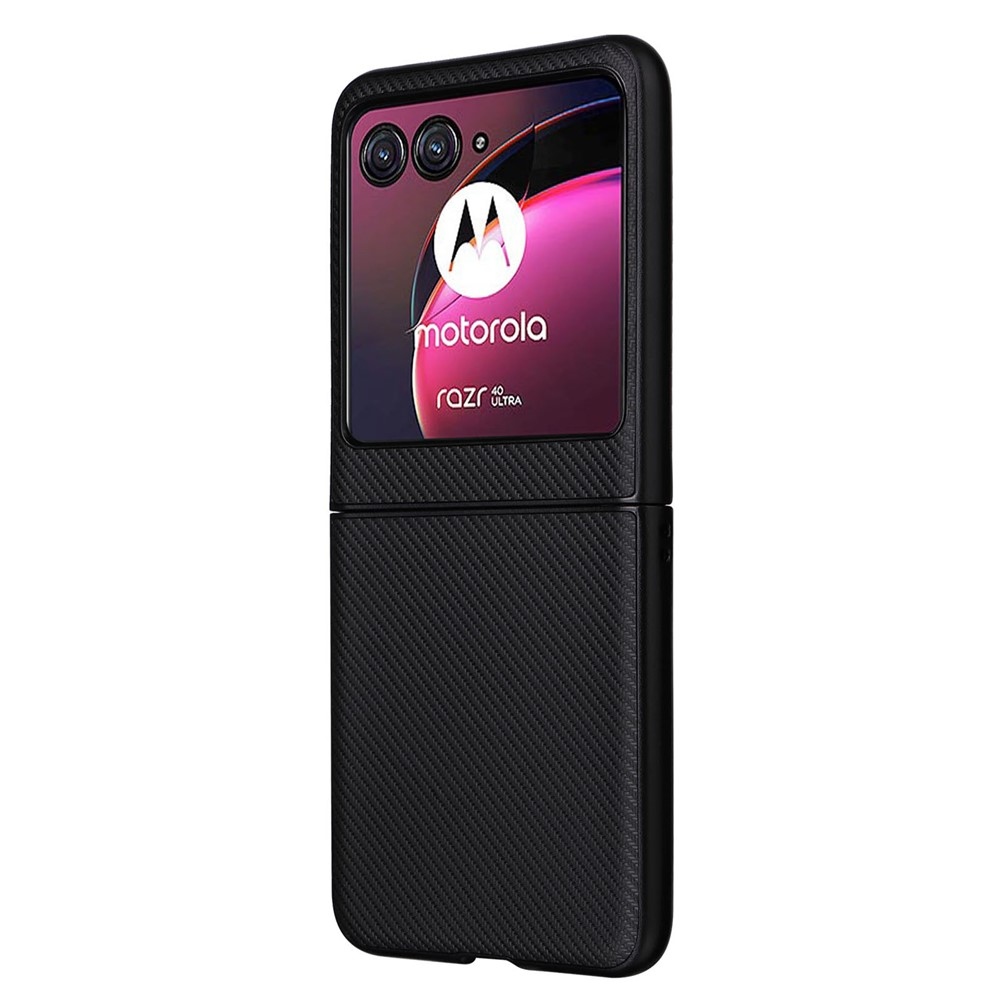 Textúry plastový kryt s umelou kožou na Motorola Razr 40 Ultra 5G - čierny