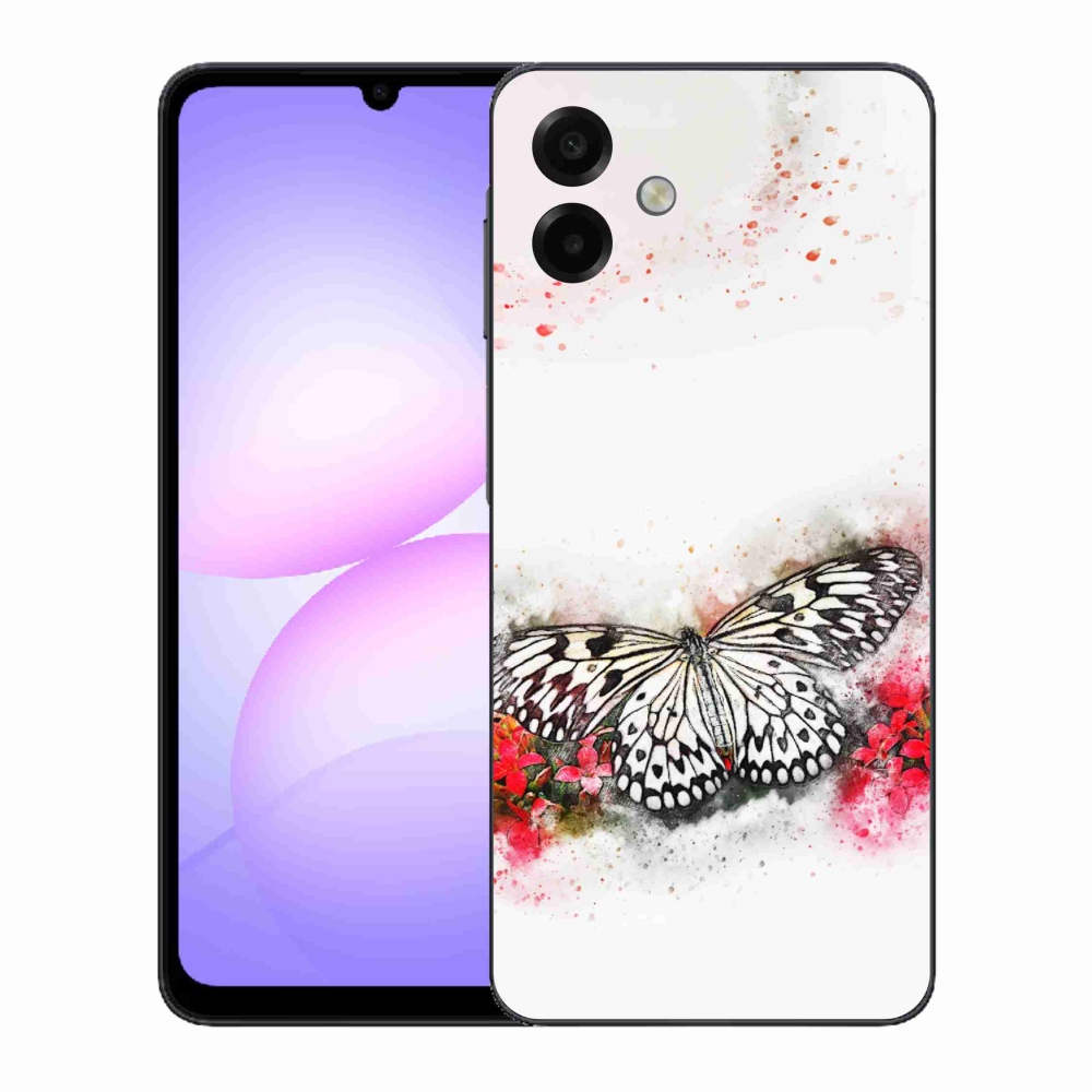 Gélový kryt mmCase na Samsung Galaxy A07 4G - čiernobiely motýľ