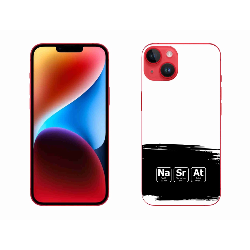 Gélový kryt mmCase na iPhone 14 Plus - chemické prvky čiernobiele pozadie