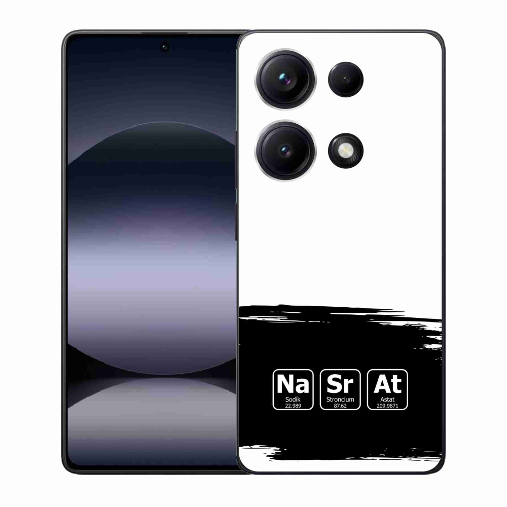 Gélový kryt mmCase na Xiaomi Redmi Note 14S - chemické prvky čiernobiele pozadie