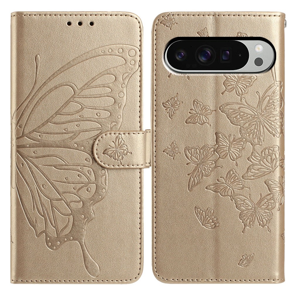 Floral Butterfly knižkové puzdro na Google Pixel 10 Pro XL/Pixel 9 Pro XL - zlaté