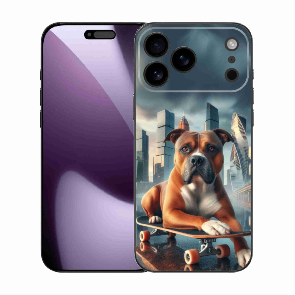 Gélový kryt mmCase na iPhone 17 Pro Max - pes na skateboarde