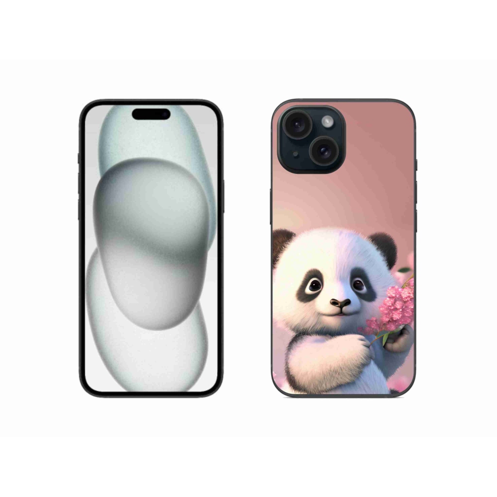 Gélový kryt mmCase na iPhone 15 - roztomilá panda