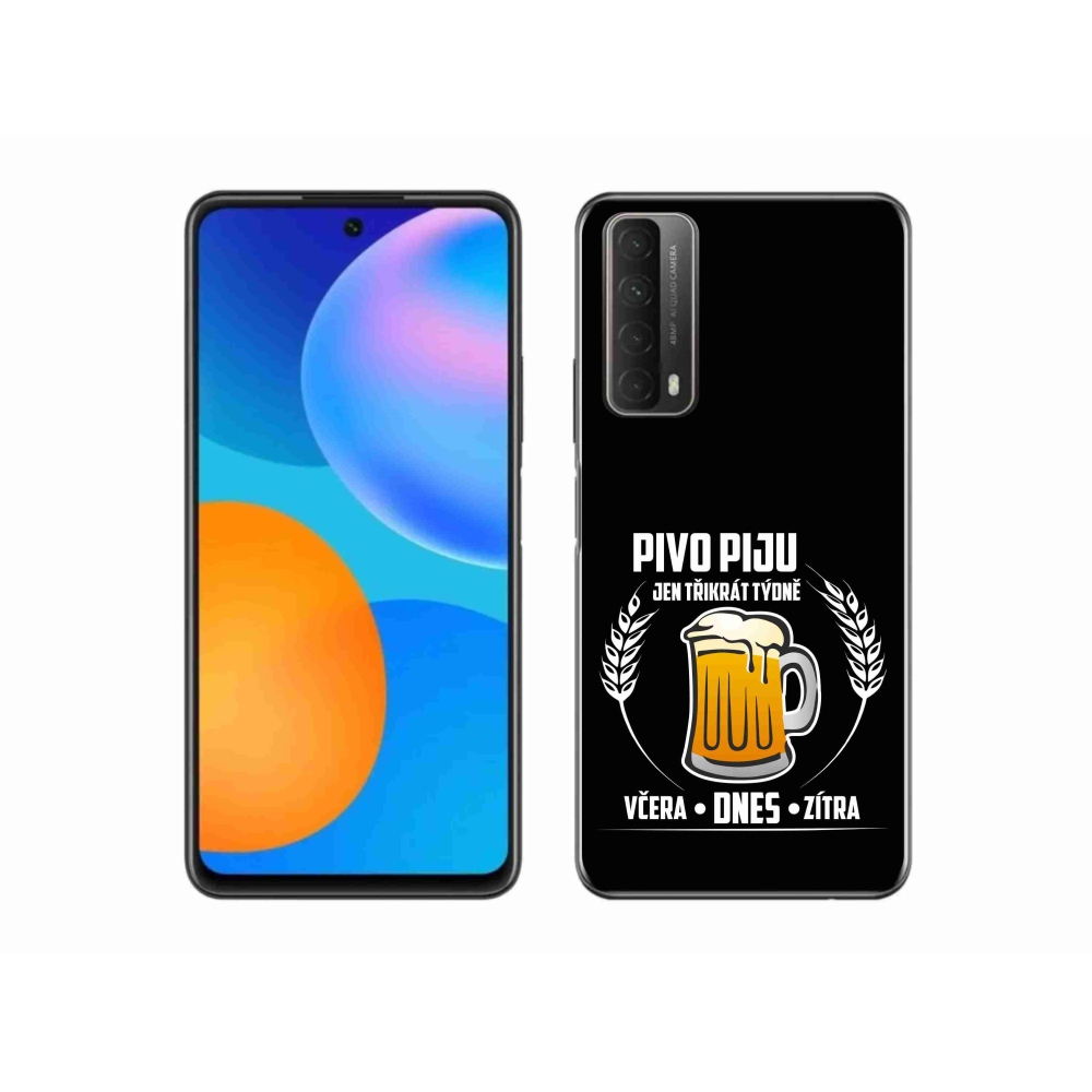 Gélový kryt mmCase na Huawei P Smart (2021) - pivný motív čierne pozadie
