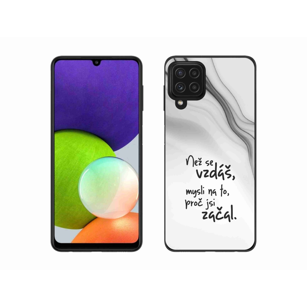Gélový kryt mmCase na Samsung Galaxy A22 4G - citát 2 biele pozadie
