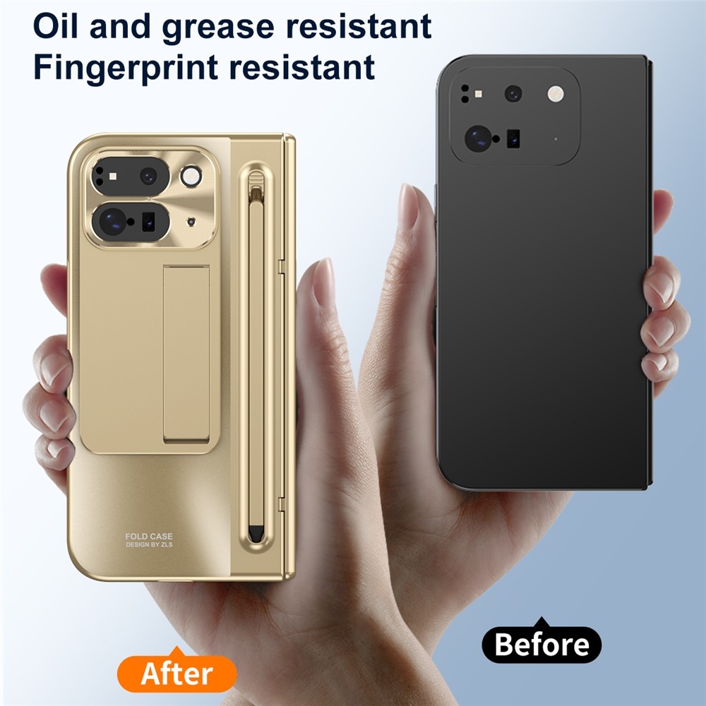 Hinge plastový kryt so stylusom a ochranou displeja na Google Pixel 10 Pro Fold - zlatý