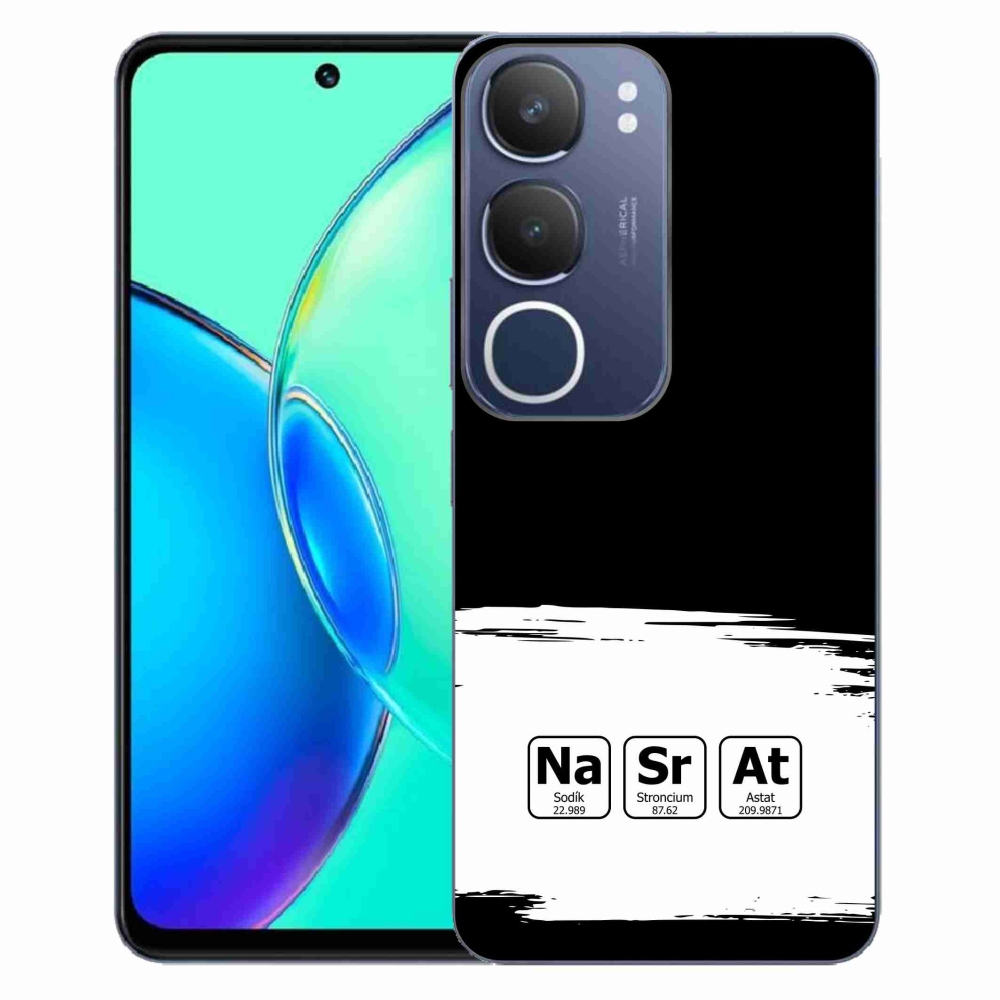 Gélový kryt mmCase na Vivo Y19s - chemické prvky bieločierne pozadie