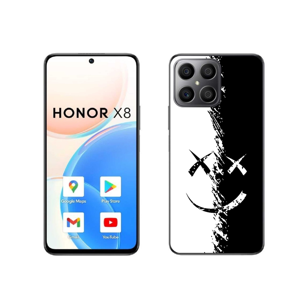 Gélový kryt mmCase na Honor X8 4G - čiernobiely smajlík