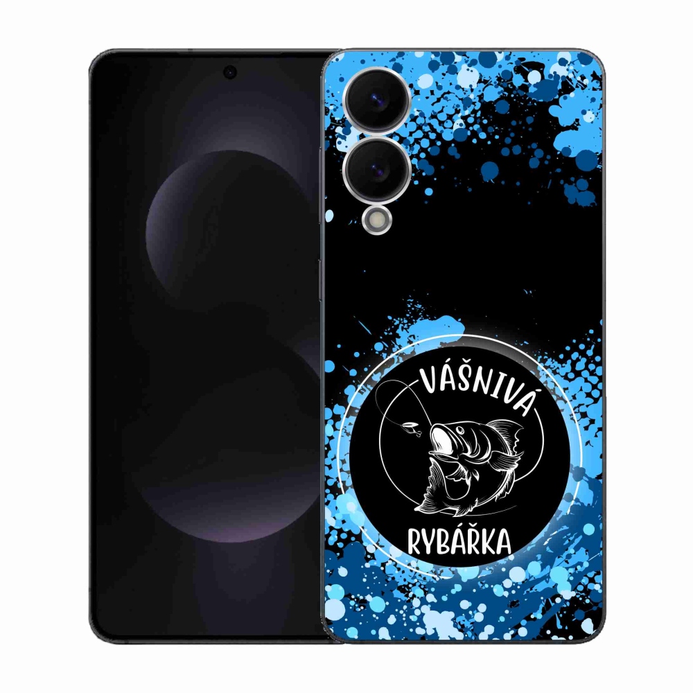 Gélový kryt mmCase na Samsung Galaxy S25 Edge - vášnivá rybárka čierne pozadie