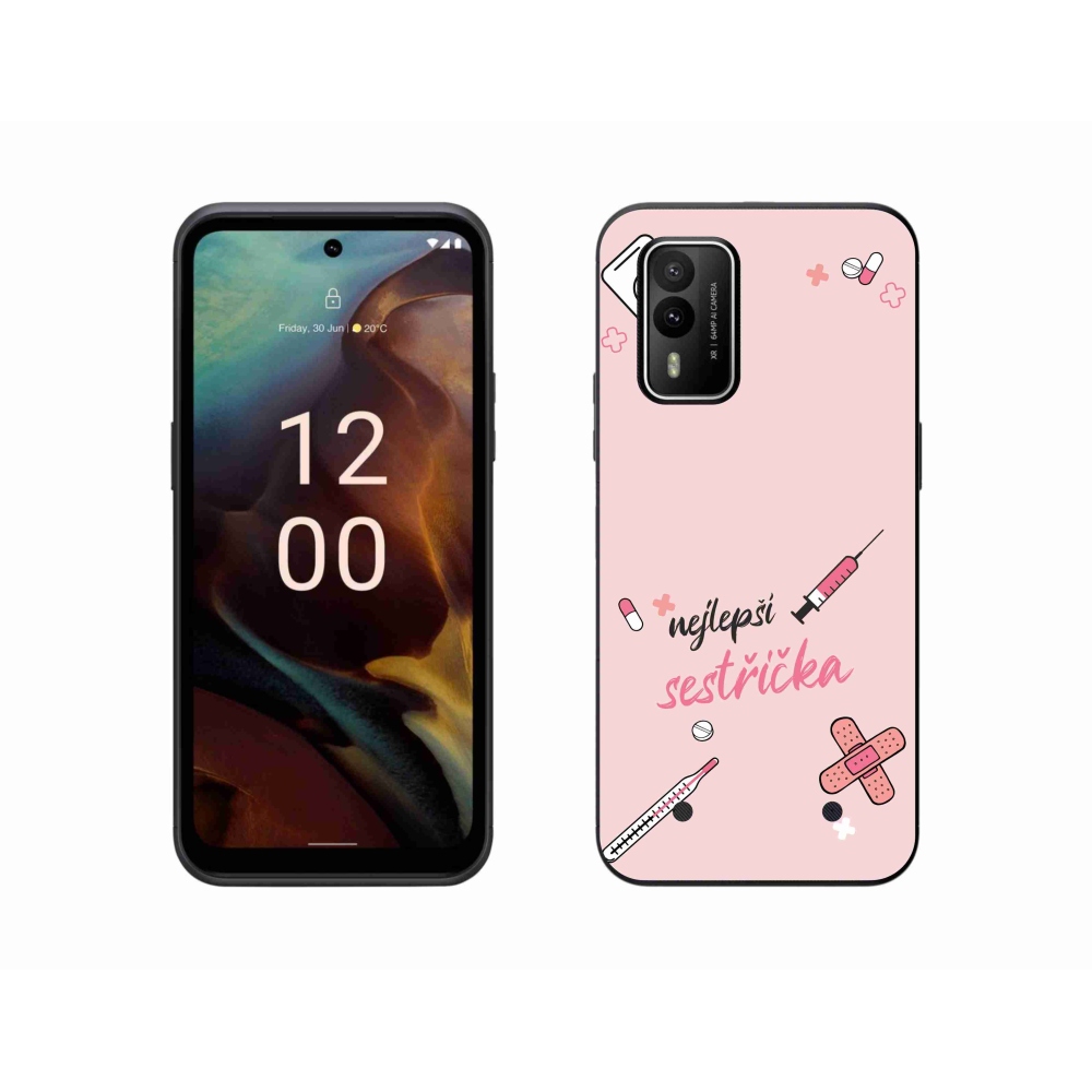 Gélový kryt mmCase na Nokia XR21 - najlepšia sestrička ružové pozadie