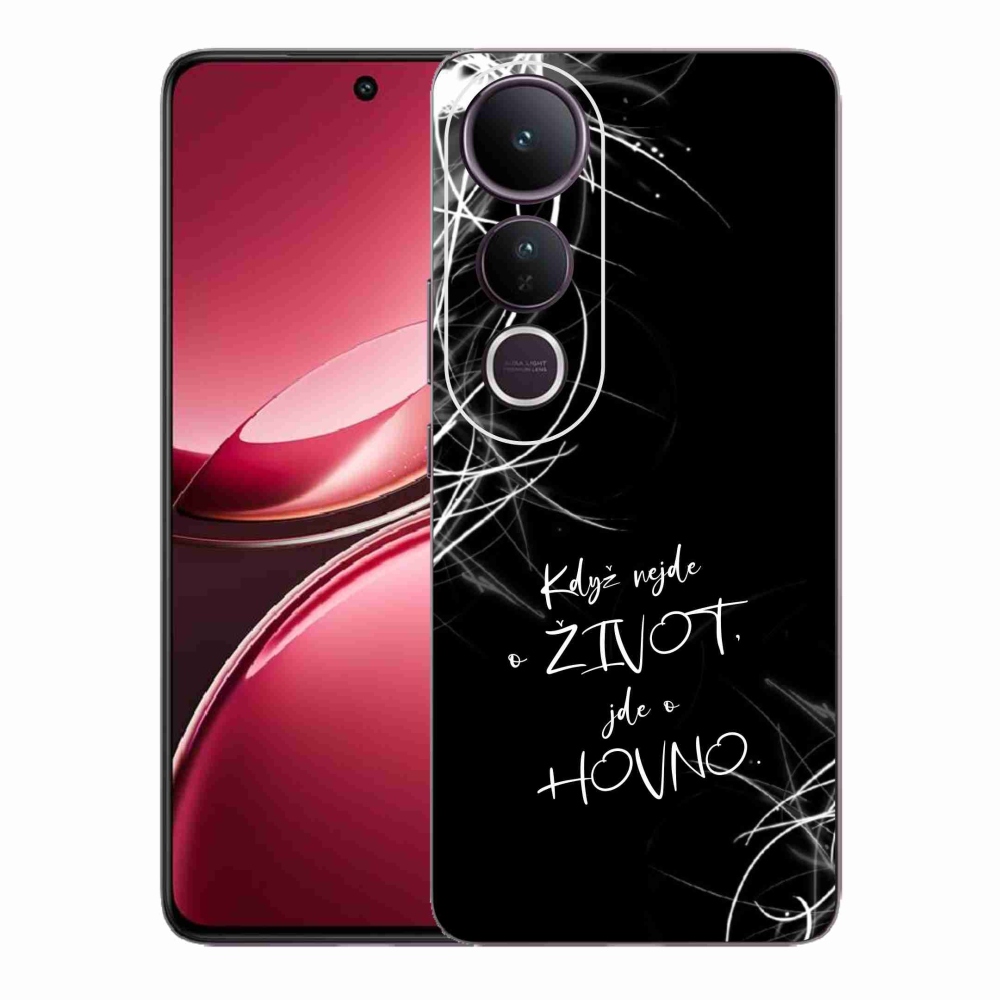 Gélový kryt mmCase na Vivo V50 Lite 4G/5G - vtipný text 16 čierne pozadie