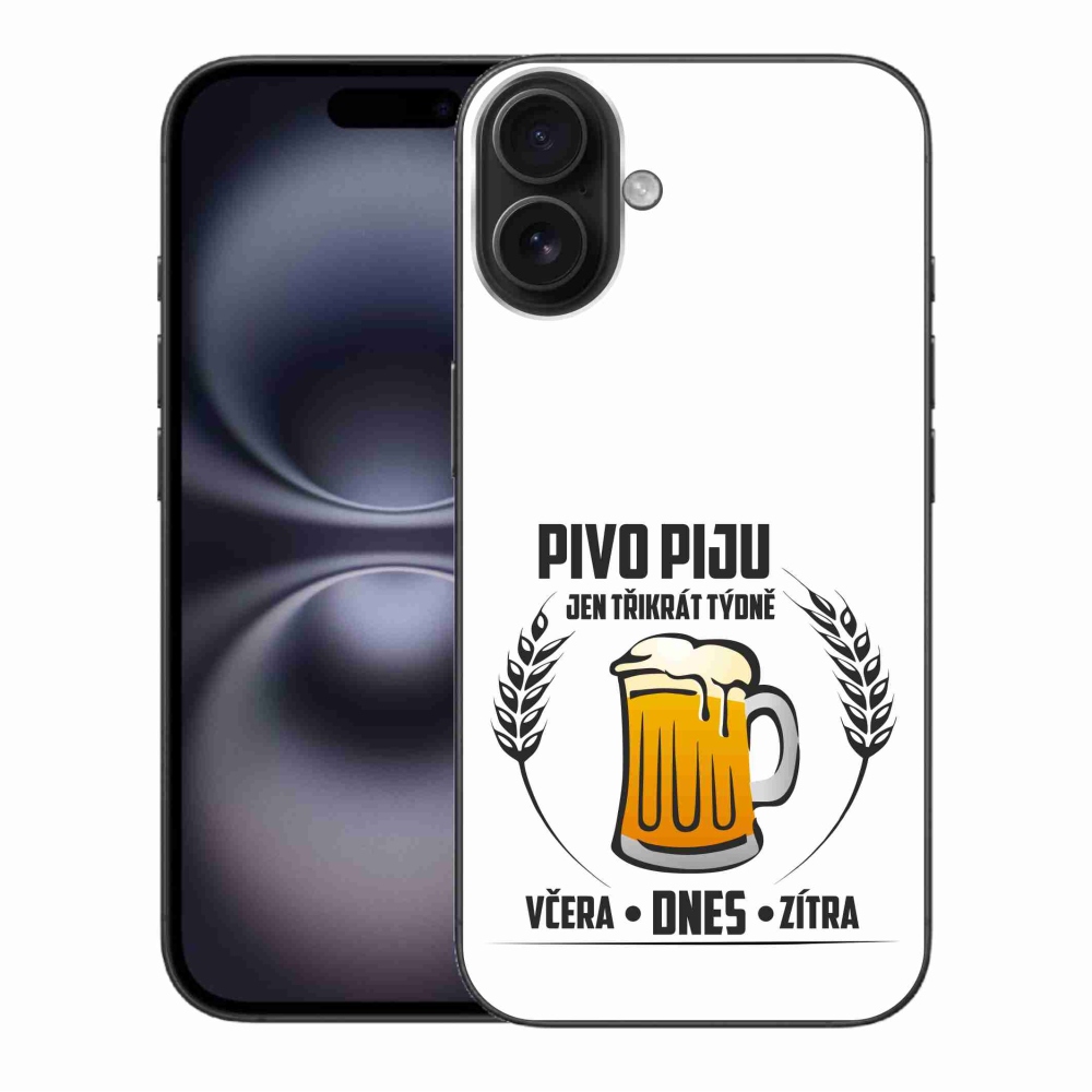 Gélový kryt mmCase na iPhone 16 Plus - pivný motív biele pozadie