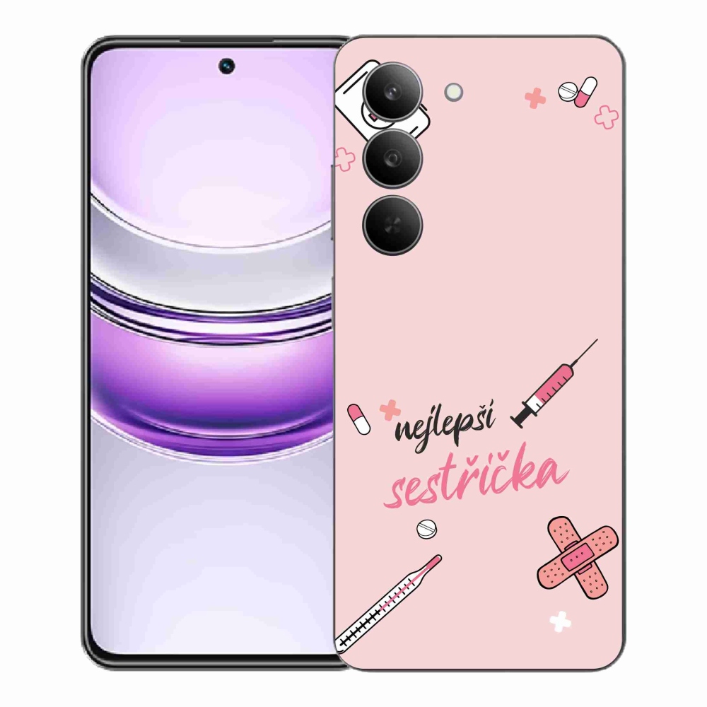 Gélový kryt mmCase na Realme 14x 5G - najlepšia sestrička ružové pozadie