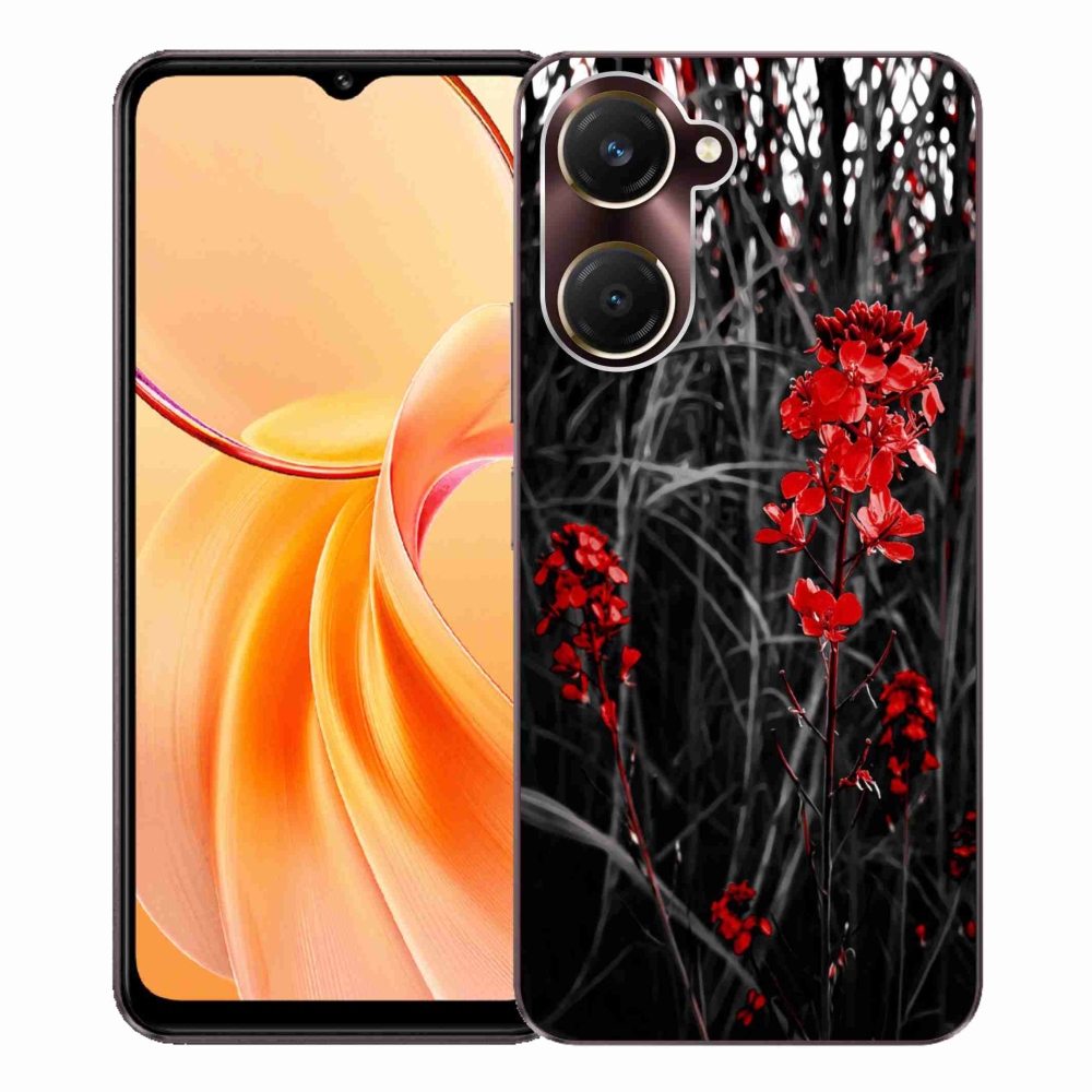 Gélový kryt mmCase na Vivo Y28s 5G - červená rastlina