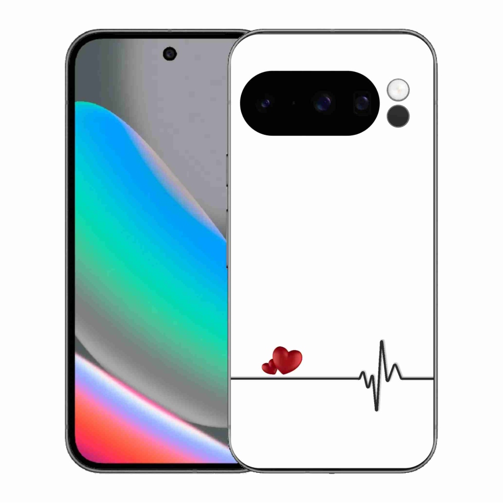 Gélový kryt mmCase na Google Pixel 10 Pro - srdce a tep biele pozadie