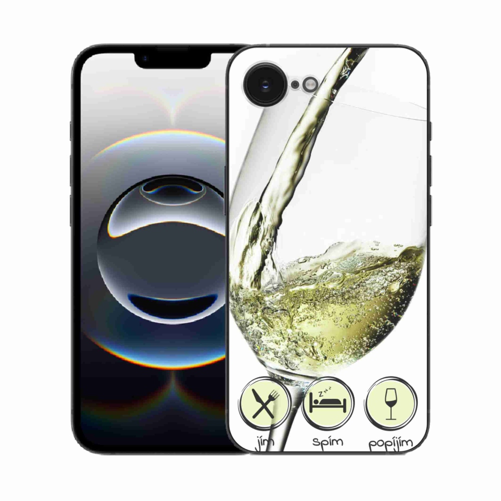 Gélový kryt mmCase na iPhone 16e - pohár vína bielej