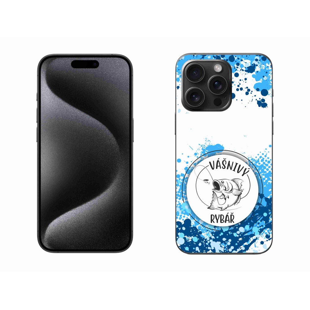 Gélový kryt mmCase na iPhone 15 Pro Max - vášnivý rybár biele pozadie