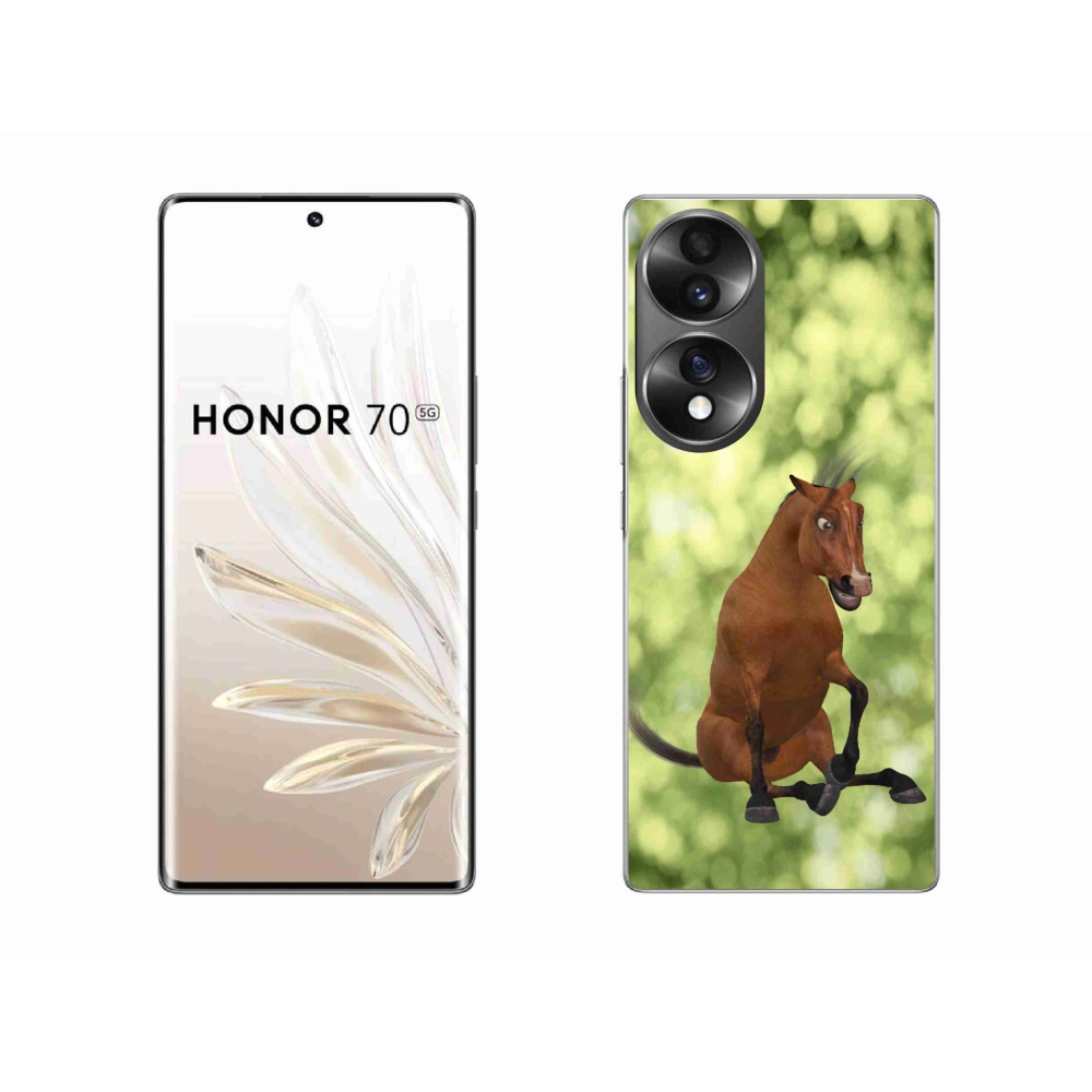 Gélový kryt mmCase na Honor 70 - hnedý kreslený kôň 1