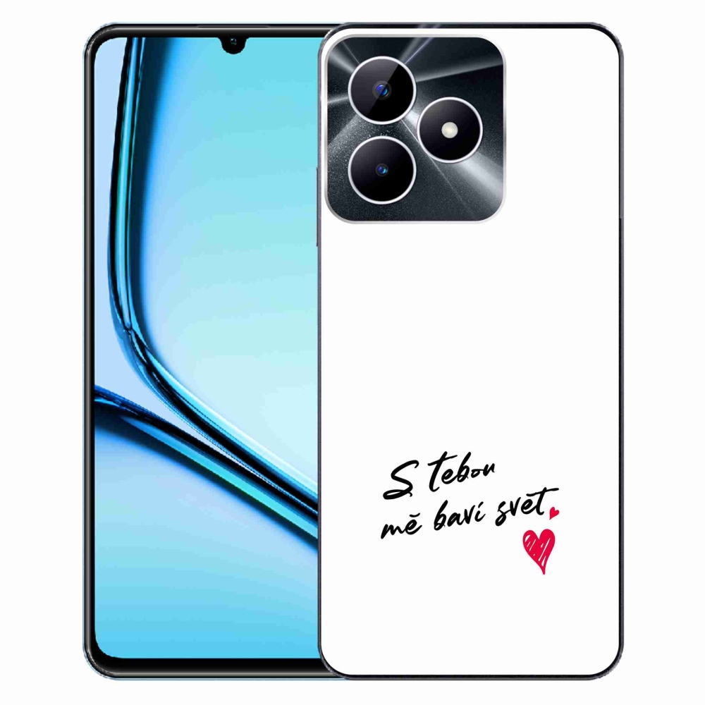 Gélový kryt mmCase na Realme Note 50 - zamilovaný text 1 biele pozadie