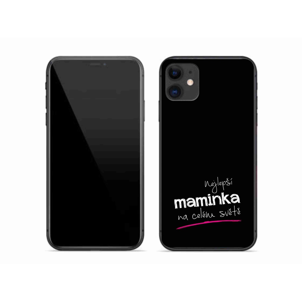 Gélový kryt mmCase na iPhone 11 - najlepšia mamička 4 čierne pozadie