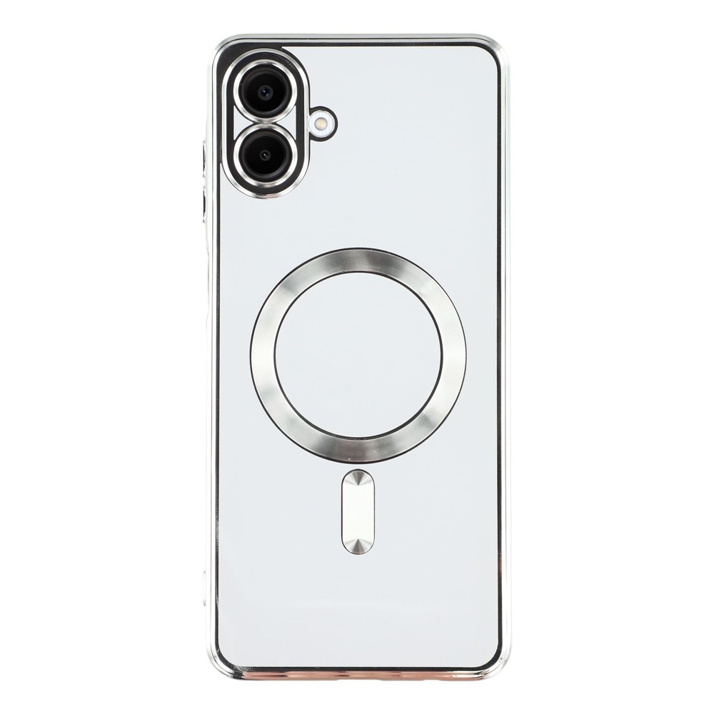 Clear obal s ochranou fotoaparátu a podporou MagSafe na Samsung Galaxy A07 4G - strieborný