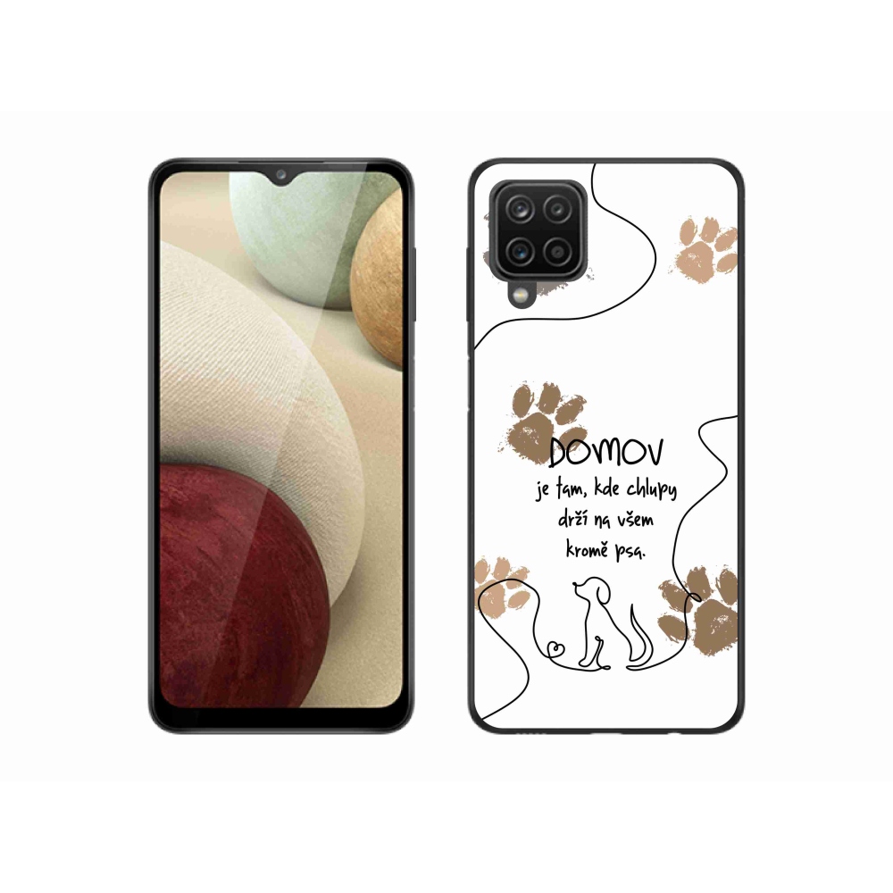 Gélový kryt mmCase na Samsung Galaxy A12 - psí motív biele pozadie