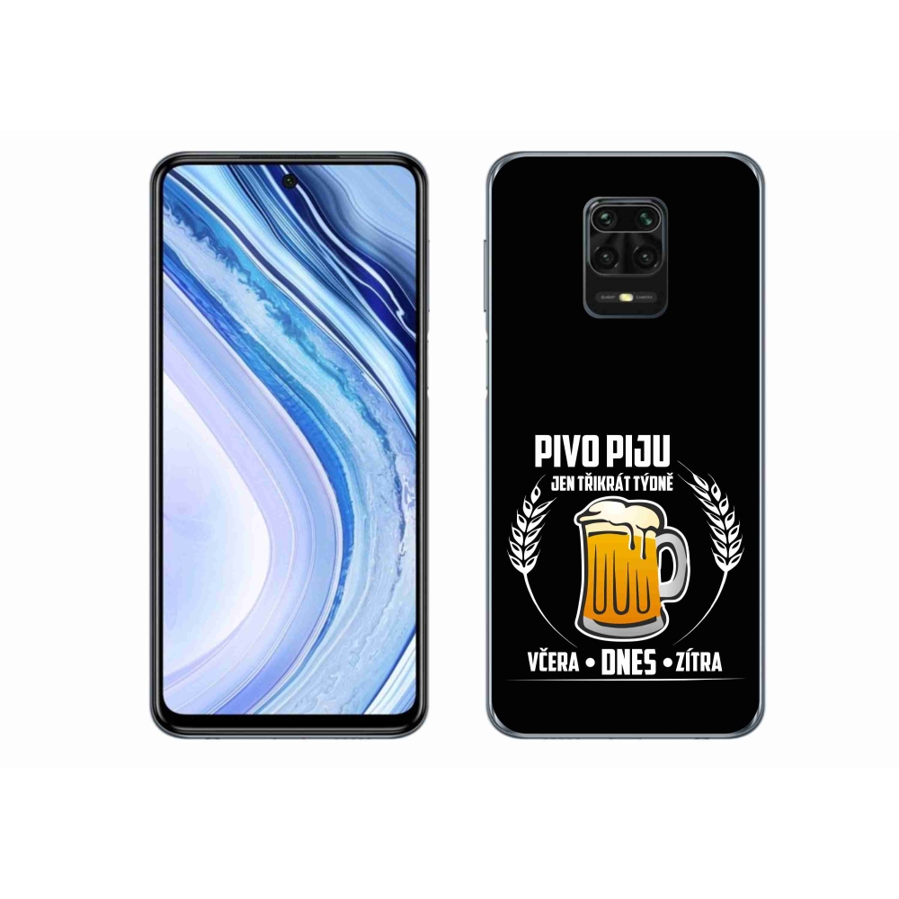 Gélový kryt mmCase na Xiaomi Redmi Note 9S - pivný motív čierne pozadie