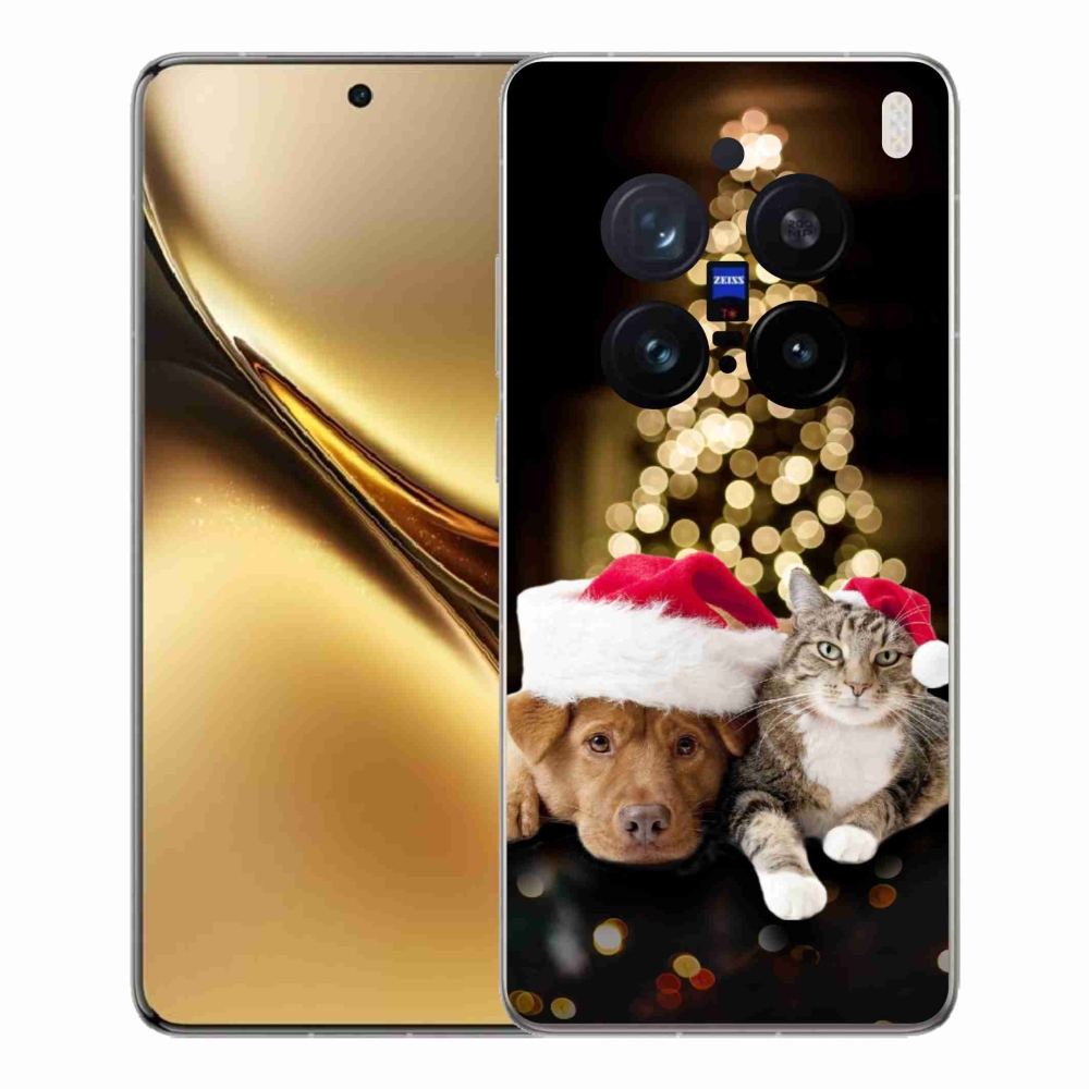 Gélový kryt mmCase na Vivo X200 Pro 5G - vianočný pes a mačka