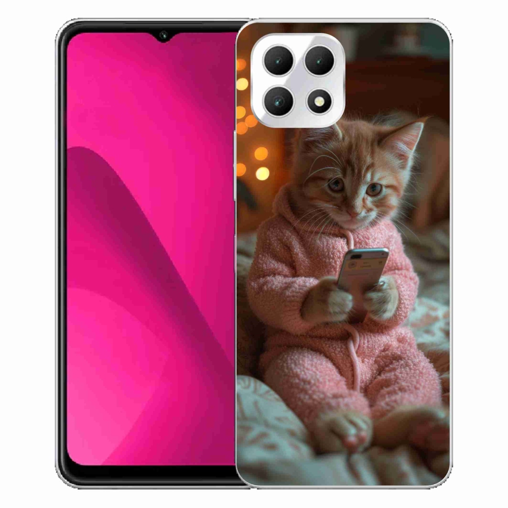 Gélový kryt mmCase na T-Mobile T Phone 2 - mačiatko s mobilom