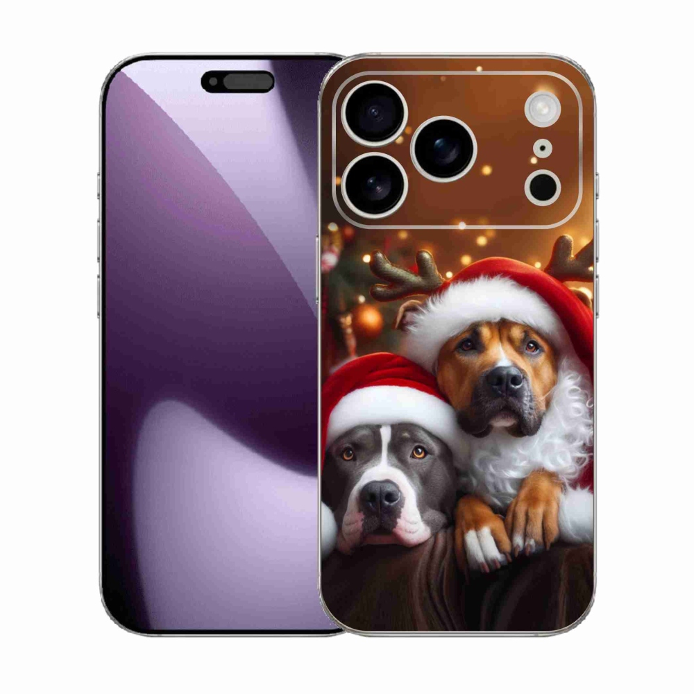 Gélový kryt mmCase na iPhone 17 Pro - vianočné psy