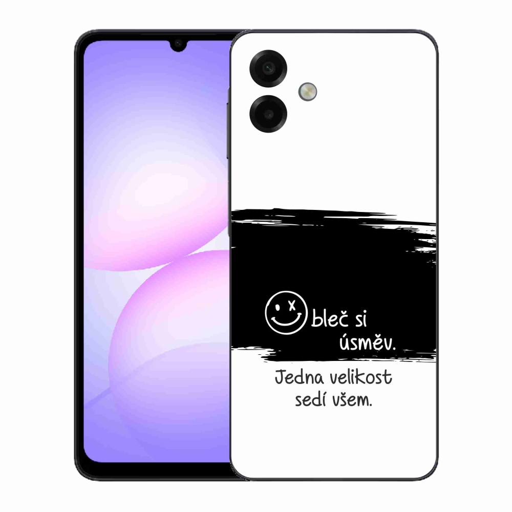 Gélový kryt mmCase na Samsung Galaxy A07 4G - vtipný text 8 čiernobiele pozadie