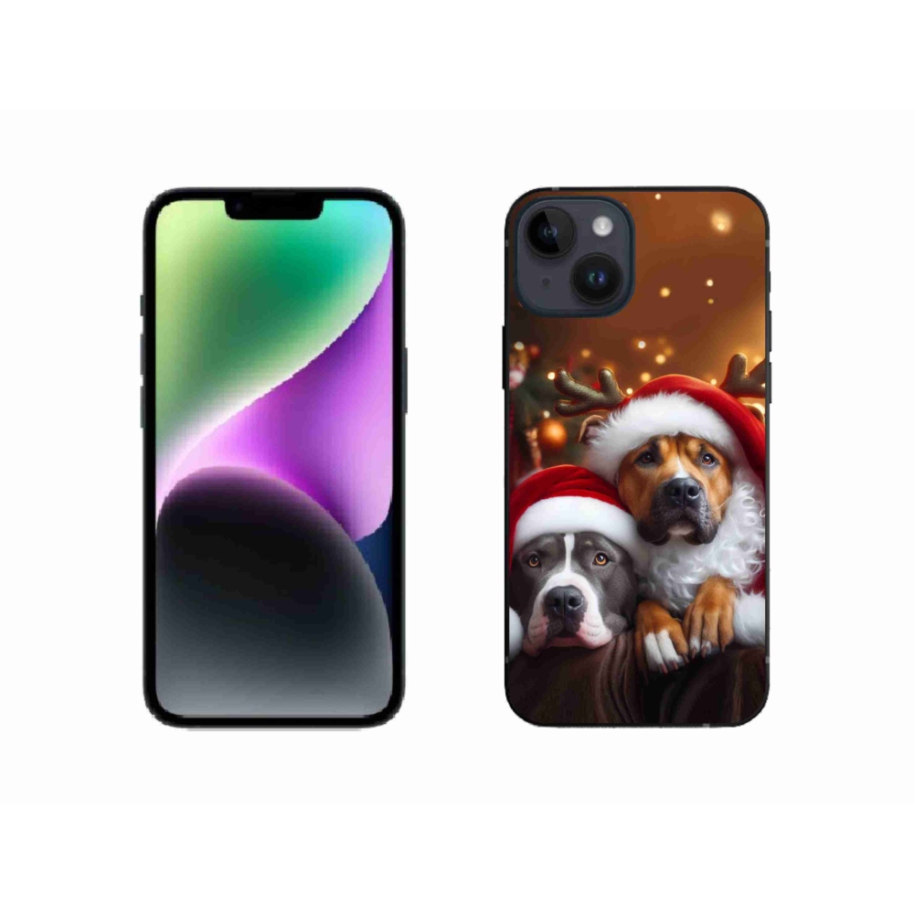 Gélový kryt mmCase na iPhone 14 - vianočné psy