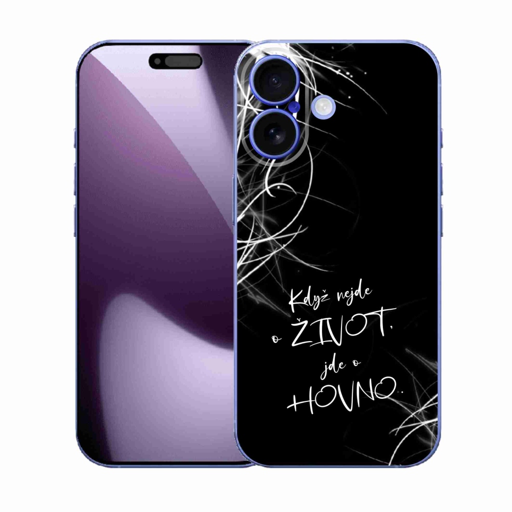 Gélový kryt mmCase na iPhone 17 - vtipný text 16 čierne pozadie