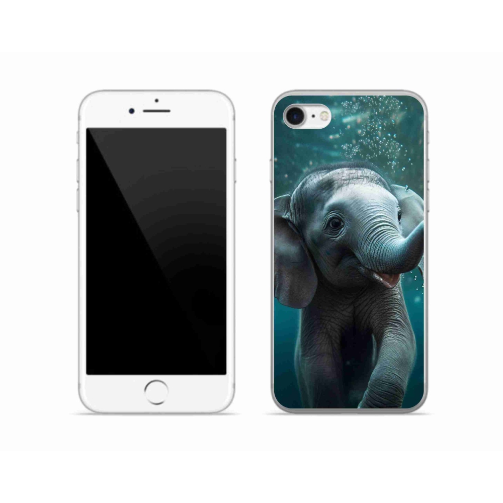 Gélový kryt mmCase na iPhone SE (2020) - sloník pod vodou