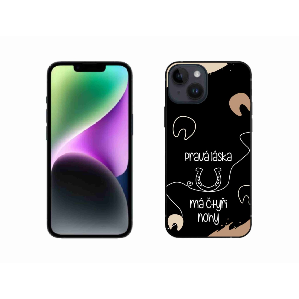 Gélový kryt mmCase na iPhone 14 - konský motív čierne pozadie