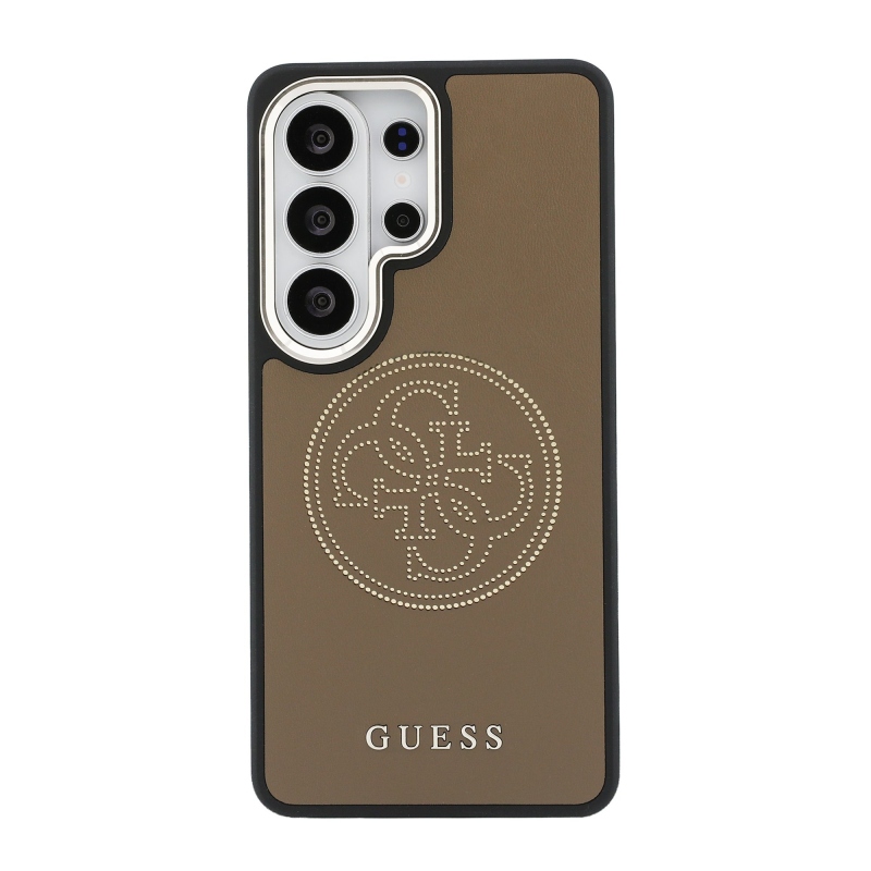 Guess PU perforovaný zadný kryt s logom 4G pre Samsung Galaxy S26 Ultra Brown