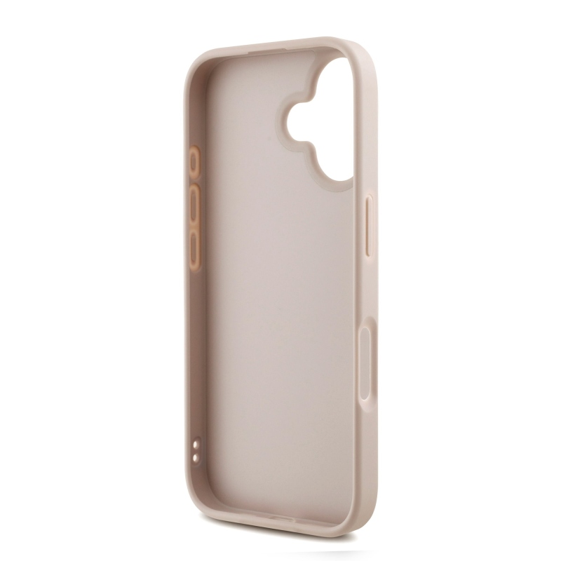 Guess PU 4G Metal Logo Strap Zadný Kryt pre iPhone 16 Pink