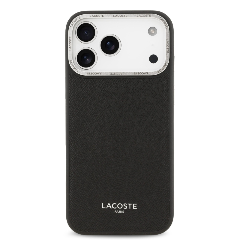Lacoste PU kožený zadný kryt Champs Elysees MagSafe pre iPhone 17 Pro Max Black