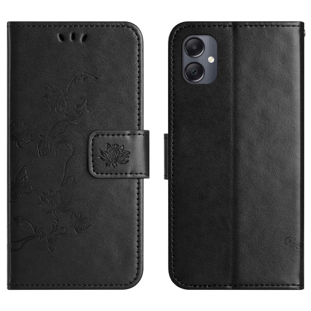 Flower knižkové púzdro na Samsung Galaxy A07 4G - čierne