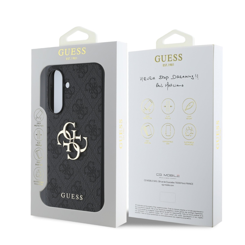Guess PU 4G Metal Logo Zadný Kryt pre Samsung Galaxy A36 Grey