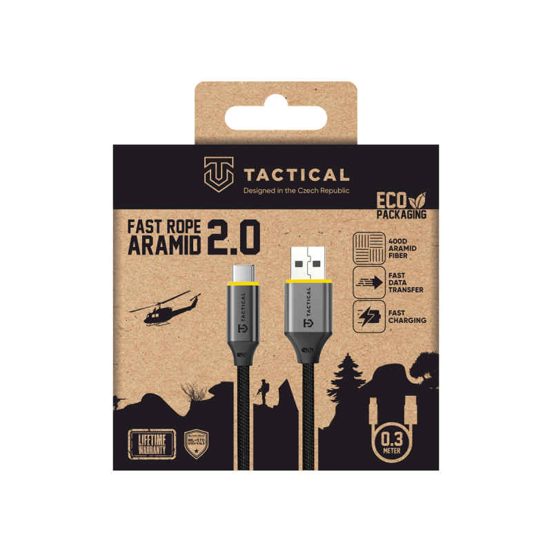 Tactical Fast Rope Aramid 2.0 Cable USB-A/USB-C 0.3m